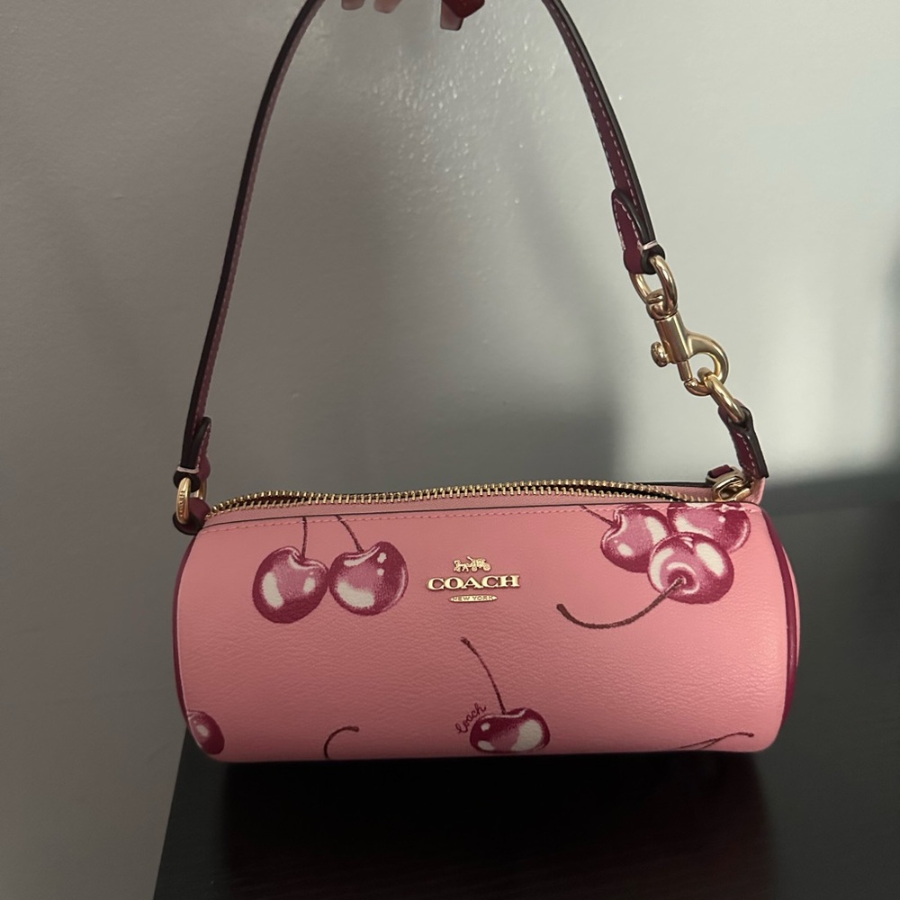 Coach Pink Cherry Print Women's Barrel Bag